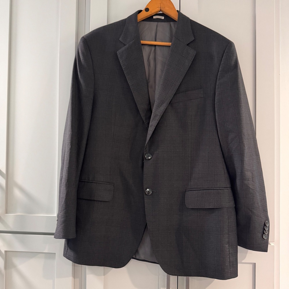 Peter Millar Mens 44R Wool Blazer Charcoal Grey Glen Plaid Sport‎ Coat Canada